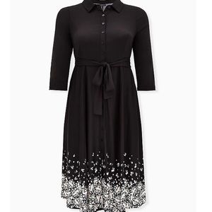 NWT Torrid Women’s black floral shirt dress